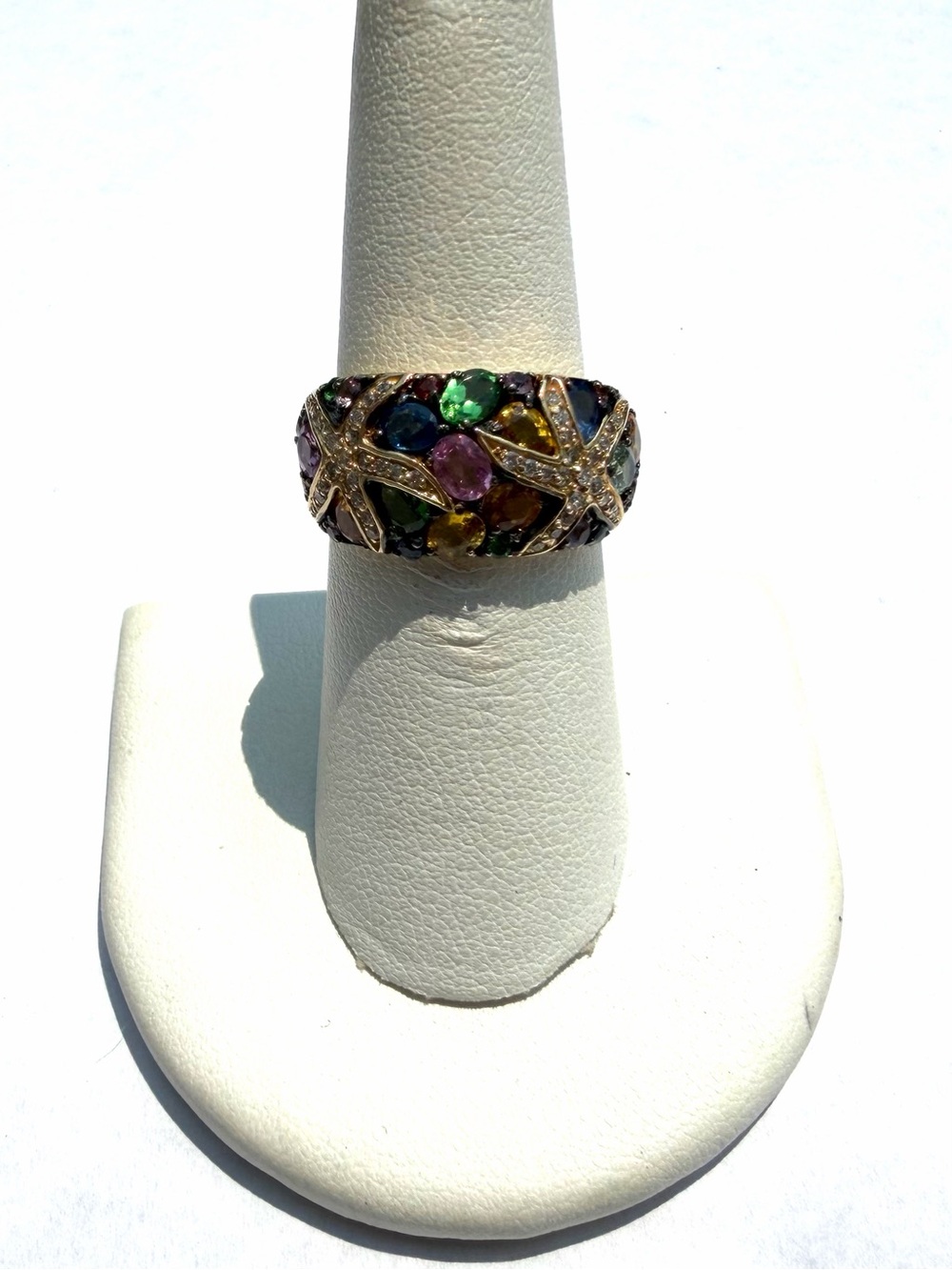 Effy 14k Yellow Gold Multi Gemstone & Diamond Starfish Ring